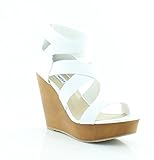 Steve Madden Women's Val Wedge Sandal,White,8.5 M US