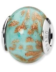 Sterling Silver Lt. Blue/Gold Italian Murano Glass Charm