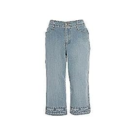 Petite Gloria Vanderbilt Jackie-O Embroidered Hem Capris $19