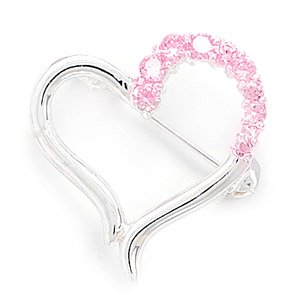 Cut Out Heart Design Fashion Pin with Pink CZs