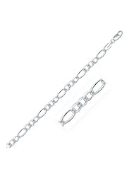 Rhodium Plated 5.5mm 925 Sterling Silver Figaro Style Chain