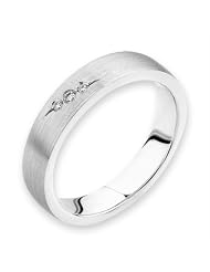 18k White Gold Shooting Star Three Stone Bezel Setting Brush Satin Round... by 