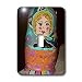Jos Fauxtographee Realistic - A Russian Stacking Doll Painted as a Woman in Mint, Orange, and Pink - Light Switch Covers - single toggle switch