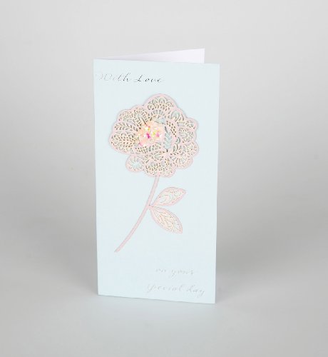 Laser Cut Rose Birthday Card