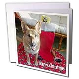 Sandy Mertens Christmas Dog Designs - Christmas German Shepherd - Greeting Cards-12 Greeting Cards with envelopes ~ Sandy Mertens