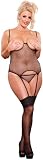 Plus Size Sheer Black Cupless Fishnet Lingerie Set
