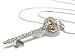 White Gold Plated Silver Crystal Crown Deco Key Necklace Fashion Jewelry