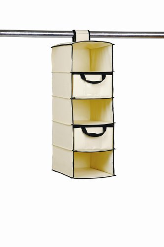 H & L Russel Sweater Organiser with 2 Drawers, 5 Pockets, Cream with Black Trim