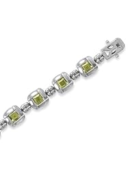 Sterling SIlver 5mm Square Peridot Overlapped Edge Bracelet - 7.25 Inch