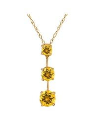 1.41 Ct Genuine Round Yellow Citrine Gemstone 14k Yellow Gold Pendant