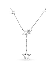 Bling Jewelry Patriotic 925 Sterling Silver Open Star Dangle Lariat Necklace