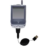 Retractable USB Cable for the Handspring Treo 180 with Power Hot Sync and Charge capabilities - Gomadic Brand w/ TipExchange Technology