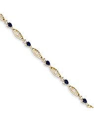 14k Diamond And Sapphire Pearshape Bracelet