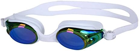 Little Cherry Adjustable Unisex Adult Silicone Seal Swimming Goggles Diving Glasses,Anti-Fog,Anti-shatter Mirrored Swim Glasses with case (Green)