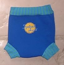 Splash About neoprene Happy Nappy (swim nappy), Royal Blue with Blue Lagoon stripe rib, X Small (premature/birth to about 2 months)