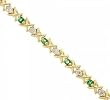 1.0cttw Emerald Diamond 14K Yellow Gold Hugs and Kisses Link Bracelet