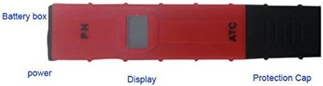 High Accuracy Pocket Size Digital Ph Meter Tester with ATC and Backlit Lcd, Measure pH in Aquarium, Pond, SPA/Hot Tub and Pool Water(Red)