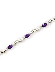 14kt Yellow Gold Oval Amethyst and Diamond Bracelet
