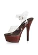 6 Inch Stiletto Heel Ankle Strap Faux Wood Platform Sanda