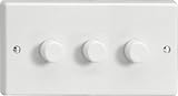 Varilight - 3 Gang 1 Way 3x250 Watt Standard Dimmer Switch Classic White Plastic with White Knobs - HQ23W