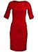 Red Rockabilly Secretary Pinup Wiggle Pencil 3/4 Sleeve Women's Dress