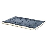 Midwest Paw Print Reversible Fleece Stuffed Bed, Blue, 41" x 27"
