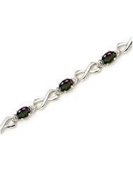14K White Gold Oval Mystic Topaz and Diamond Bracelet