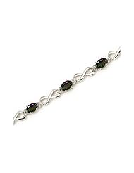10K White Gold Oval Mystic Topaz and Diamond Bracelet