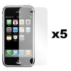 5-Pack Premium Reusable LCD Screen Protector with Lint Cleaning Cloth for Apple iPhone 3G 8GB 16GB [Accessory Export Packaging]