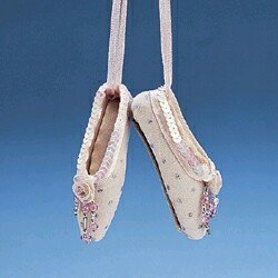 Pink Beaded Ballet Shoes Christmas Ornament