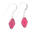 Anna Perrone Magenta Twisted Drop Glass Bead Earrings Finished with .925 Sterling Silver