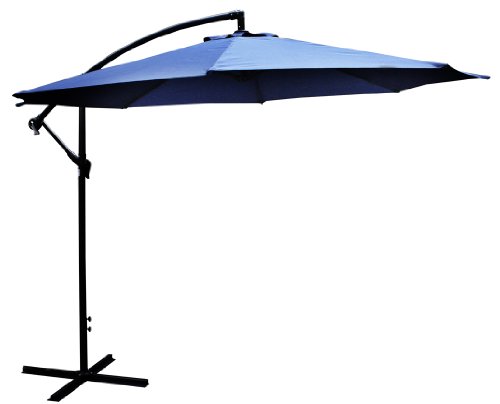 Bonnevie 10' Offset Umbrella, Navy Blue - Requires Patio Blocks for Support