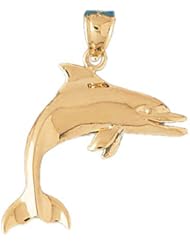Dazzlers Solid 14 karats gold Dolphin Charm Pendant Available in three colors from jewelsberry (weights: 3.7 grams only)