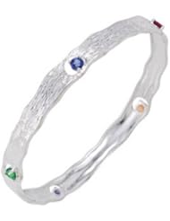 Lux Sterling Silver Multi Gemstone Bangle Bracelet