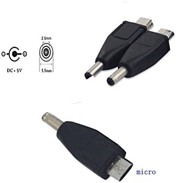 DC 2.5mm Power Male Plug to Micro 5 Pin USB Male Adapter Connector Charger for Mobile Phone Multimedia Speaker,ETC.（2PACK)
