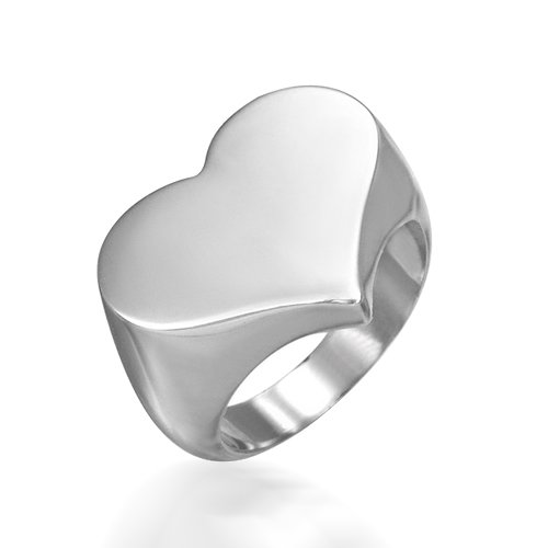 Bling Jewelry Stainless Steel Heart Signet Ring