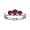 1/2 CT 3 Stone Ruby Ring 14K White Gold In Size 5 (Available In Sizes 5 - 10)