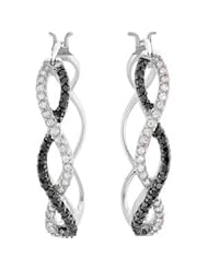 14K White Black Rhodium Plating Black & White Diamonds 1/2 Ct Tw / Pair