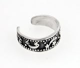 Sterling Silver Antiqued Moon Star Ear Cuff Huggie