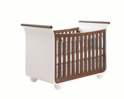 Tulip Panda Standard Sleigh Wood Crib in Chestnut and French White