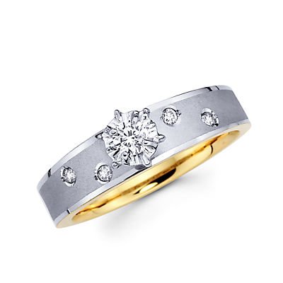 .16ct Diamond 14k White & Yellow 2 Tone Gold Engagement Ring (G-H Color, SI2 Clarity) Discount