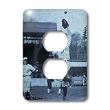 Scenes from the Past Magic Lantern Slides - Vintage Detroit Tigers Making the Catch Black and Selenium - Light Switch Covers - 2 plug outlet cover