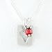 Small Rectangular Cut Out Heart Pendant in Sterling Silver with Coral Bead Accent on an 18" Sterling Box Chain, #8308 image 3