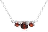 Sterling Silver 3-Stone Garnet Necklace, 18