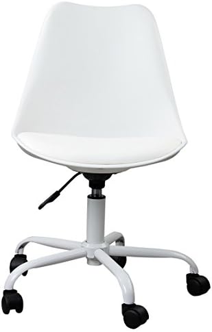 Johncast Eames Style PP Seat Rolling Side Chair Tilt Adjustable Seat Wood Legs Chairs Set Of 2 Black
