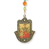 Alef Judaica PIC1920 Metal Hamsa, Yellow and Gold with Central Dove