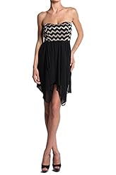 Lace Chiffon/Nylon/Polyester/Spandex Chevron Print Corset   Waistline  Dress