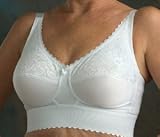 Lace Wide Band Mastectomy Bra, Model 610, White, Size 34C