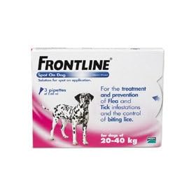 Frontline Spot On Dog 10% w/v Spot On Solution (Large Dog 20-40kg, 3 Pack)