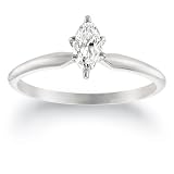 10k White Gold Marquise Solitaire Diamond Engagement Ring (1/3 ct, J-K Color, I2-I3 Clarity), Size 7